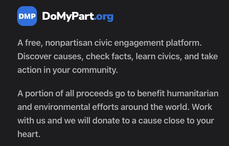 DoMyPart.org — a free nonpartisan civic engagement platform